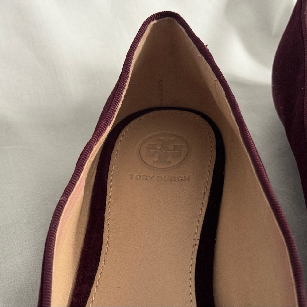 NEW Tory Burch Sz 9 Purple burgundy velvet lofer beaded heart and dove - Picture 12 of 15